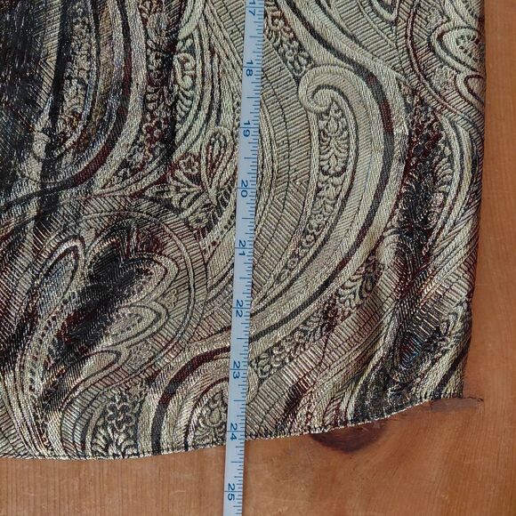 🦋3/$25 J. Crew Size 0 Gold Silk Metallic Paisley Sleeveless Lined Tank Top - Picture 10 of 12